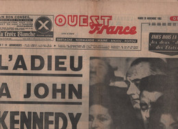OUEST FRANCE 26 11 1963 - OBSEQUES DE JOHN FITZGERALD KENNEDY - ENQUETE A DALLAS - RUBY OSWALD - LORIENT - ARGENTAN ... - 1950 - Oggi