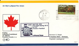 Canada Cover First Flight Lufthansa Frachtdienst LH 468 / 473 Toronto - Frankfurt 4-4-1973 - Primeros Vuelos