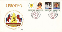 Delcampe - Lesotho FDC 1-7-1982 21st Birthsday Of Lady Diana Set Of 4 Stamps With Cachet - Lesotho (1966-...)