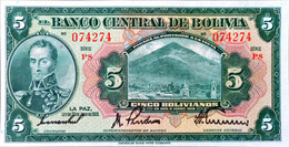 Bolivia 5 Pesos 1928 Unc Different Signature - Bolivië