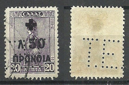 GREECE Griechenland 1938 Michel 61 With PERFIN Firmeneinlochung O Charity Soziale Fürsorge Wohlfahrt - Liefdadigheid