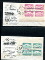 USA 1959 UN 17 Covers FDC In Blocks Of 4 14 Covers Corner Block With Inscription 12672 - Lettres & Documents