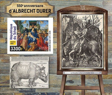 Tchad 2021, Art, Durer, Rhino, BF IMPERFORATED - Engravings