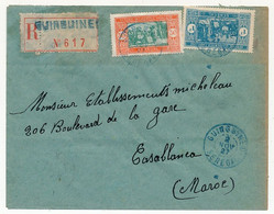SENEGAL - Lettre Recom. Affr. Composé Depuis GUINGUINEO - SENEGAL, 2 Nov 1927, Pour Casablanca - Storia Postale