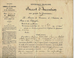 SUPERBE 1898 DOSSIER COMPLET DE DEPOT DE BREVET ET BREVET DELIVRE + PLAN MM. BOUDET ET MELET MENUISERIE B.E. VOIR DETAIL - Tools