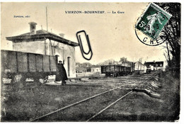 E3 Cher 18 VIERZON Gare De Vierzon Bourneuf Tacot Tramway De L'Indre RARE TBE 1910 - Vierzon