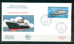 FDC-Carte Maximum Card #TAAF-FSAT 2002 (N°Yv. 330 ) Navire Marion Dufresne- Research And Supply Ship-Crozet - FDC