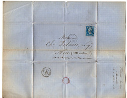TB 3227 - 1864 - LAC - Lettre De Mr François ? à MARSEILLE Pour Mr DELEUSE à NICE - 1849-1876: Klassik