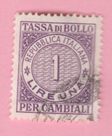 ITALIA Fiscali Reveneu Tax Bollo Cambiali - 1 Lira Usato - Revenue Stamps