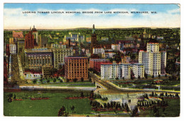 Looking Towards Lincoln Memorial Bridge From Lake Michigan, MILWAUKEE, Wis. - Milwaukee