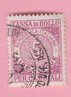 ITALIA Fiscali Reveneu Tax Bollo Cambiali - 5 Lire Usato - Revenue Stamps