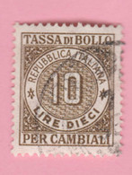 ITALIA Fiscali Reveneu Tax Bollo Cambiali - 10 Lire Usato - Revenue Stamps