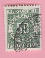 ITALIA Fiscali Reveneu Tax Bollo Cambiali - 50 Lire Usato - Revenue Stamps
