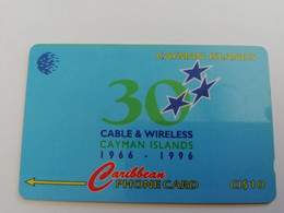CAYMAN ISLANDS  CI $ 10,-  CAY-94C  CONTROL NR 94CCIC   30 YEARS CABLE & WIRELESS      Fine Used Card  ** 9218** - Iles Cayman
