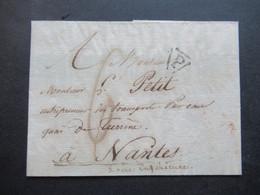 Um 1825 Rückseitig Roter Stempel / Monogramm Karl X. / Charles X. Krone Vorne Dreieckstempel P Faltbrief Paris - Nantes - Entry Postmarks