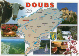 Carte Géographique - 25 DOUBS - Fromage, Vache Blason, Multi Vues - Landkarten