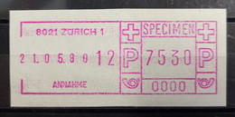 Frama Aufdruck 8021 Zürich 1 Annahme SPECIMEN 21.05.1980 - Frankeermachinen