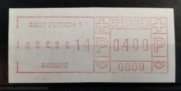 Frama Aufdruck 8021 Zürich 1 Annahme SPECIMEN 10.06.1980 - Frankeermachinen