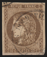 N°47, Cérès Bordeaux 30c Brun, Oblitéré Cachet à Date - B/TB - 1870 Ausgabe Bordeaux