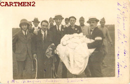 RARE CARTE PHOTO : LE PARACHUTISTE FELICIEN BLANQUIER FETE AERIENNE DE L'AERO-CLUB D'ALSACE-LORRAINE PARACHUTE AVIATION - Parachutespringen