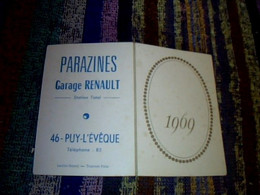 Vieux Papier Calendrier De Poche Mémorandum Paeazines  Agenda Petit Format  Garage Renault à Puy L'Évêque 1969 - Petit Format : 1961-70