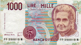 ITALIA  1000 LIRE - 1994 -MONTESSORI -  P-114  Circ. Xf - Firme: Antonio Fazio = Angelo Amici - 1000 Lire