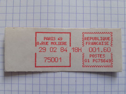 Paris 49 8, Rue Molière 75001 - 29-02-84 - G1 PC 75649 Tarif 1.60 - 1981-84 Types « LS » & « LSA » (prototypes)