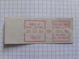 Paris 63 36, Pl J. D'Arc 75013 - 29-02-84 - G1 PC 75663 Tarif 4.90 - 1981-84 LS & LSA Prototipi