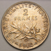 2 Francs Semeuse, 1914 C (Castelsarrasin), Argent - III° République - 2 Francs