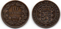 Luxembourg 10 Centimes 1865 TB+ - Luxemburg