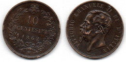 Italie -  10 Centesimi 1862 M TTB - 1861-1878 : Víctor Emmanuel II