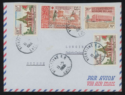 [TREASURE HUNT 10083] Laos 1968 Air Mail Cvr. From Vientiane To St.-Imien Switzerland, Very Colourful Franking - Laos