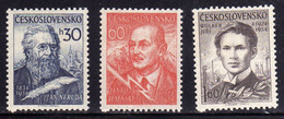 CZECHOSLOVAKIA CECOSLOVACCHIA 1954 JAN NERUDA POET COMPLETE SET SERIE COMPLETA MNH - Unused Stamps