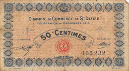 22-1801 : BILLET CHAMBRE DE COMMERCE 50 CENTIMES. SAINT-DIZIER HAUTE-MARNE - Chambre De Commerce