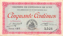 22-1806 : BILLET CHAMBRE DE COMMERCE 50 CENTIMES. LURE. HAUTE-SAONE - Chambre De Commerce