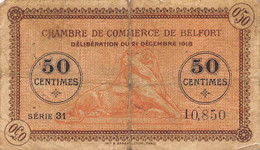 22-1812 : BILLET CHAMBRE DE COMMERCE 50 CENTIMES. BELFORT. TERRITOIRE DE BELFORT - Chambre De Commerce