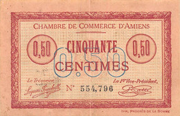 22-1815 : BILLET CHAMBRE DE COMMERCE 50 CENTIMES. AMIENS. SOMMES - Chambre De Commerce