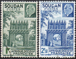 Détail De La Série Maréchal Pétain Obl. Soudan N° 129 Et 130 - Porte De Djenné - 1941 Série Maréchal Pétain