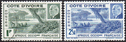 Détail De La Série Maréchal Pétain Obl. Cote D'Ivoire N° 169 Et 170 - Lagune Ebrié - 1941 Série Maréchal Pétain