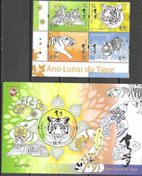 MACAO , 2022, MNH, CHINESE NEW YEAR, YEAR OF THE TIGER, 4v+S/SHEET - Nouvel An Chinois