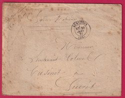 GUERRE 1870 GARDE MOBILE AUBUSSON CREUSE POUR GUERET FRANCHISE LE CHEF DU 1ER BATAILLON LETTRE COVER FRANCE - War 1870