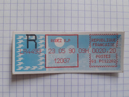 Rodez R.P 12007 - 23-05-90 - G1 PC12202 Tarif 20.20 R LR4493 - 1985 « Carrier » Papier