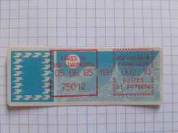 Paris 56 168, Daumesnil 75012 - 05-06-85 - G1 PC75656 Tarif 2.10 - 1985 Papier « Carrier »