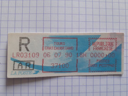 Tours Chateaubriand 37100 - 06-07-90 - G03 PC37940 Tarif 00.00 Lettre Recommandée LR03109 AR - 1988 « Comète »