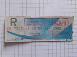 Rouen Quartier Gare 76035 - 13-12-89 - G02 PC76932 Tarif 22.40 Lettre Recommandée CR 2347 - 1988 Type « Comète »