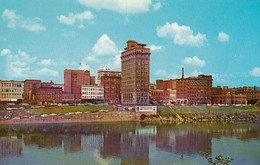 Charleston West Virginia, Business Scetion Of Town On River C1950s Vintage Postcard - Charleston