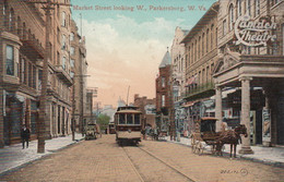 Parkersburg West Virginia, Market Street Business District, Street Car C1900s/10s Vintage Postcard - Parkersburg