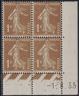 SEMEUSE - N°277B - BLOC DE 4 - COIN DATE  - 1-8-1937 - COTE 4€ - ....-1929