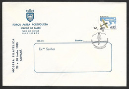 Portugal Cachet Commemoratif Festival Aéronautique Parachutisme Covilhã 1985 Event Pmk Aeronautics Skydiving Festival - Fallschirmspringen