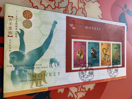 Hong Kong Stamp FDC Monkey Specimen Covers - Lettres & Documents